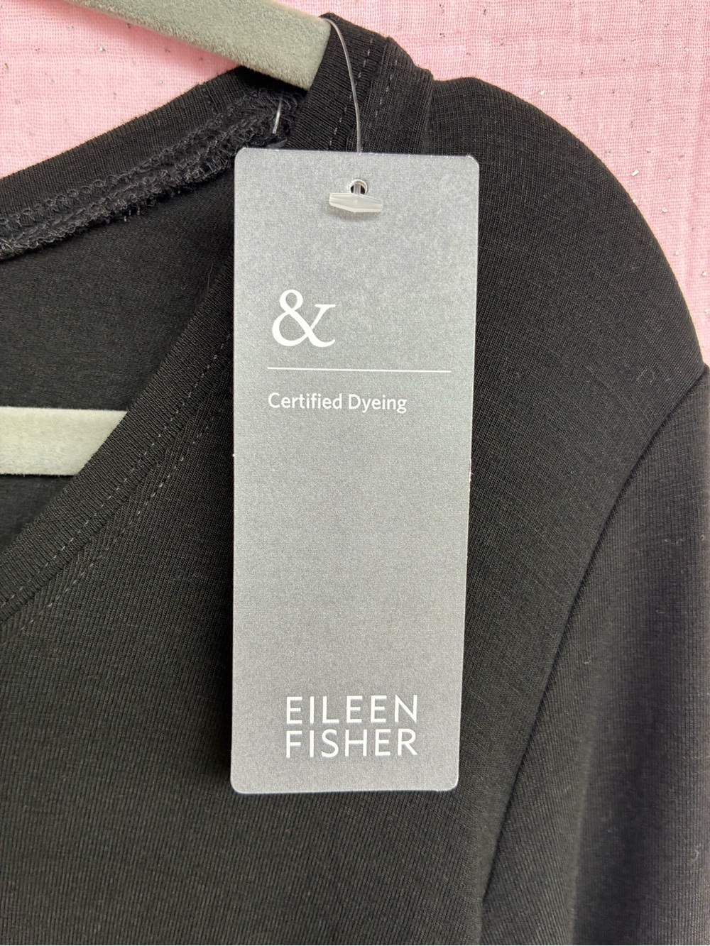 Eileen Fisher Black Scoop-Neck Long Sleeve Top - Picture 4 of 7